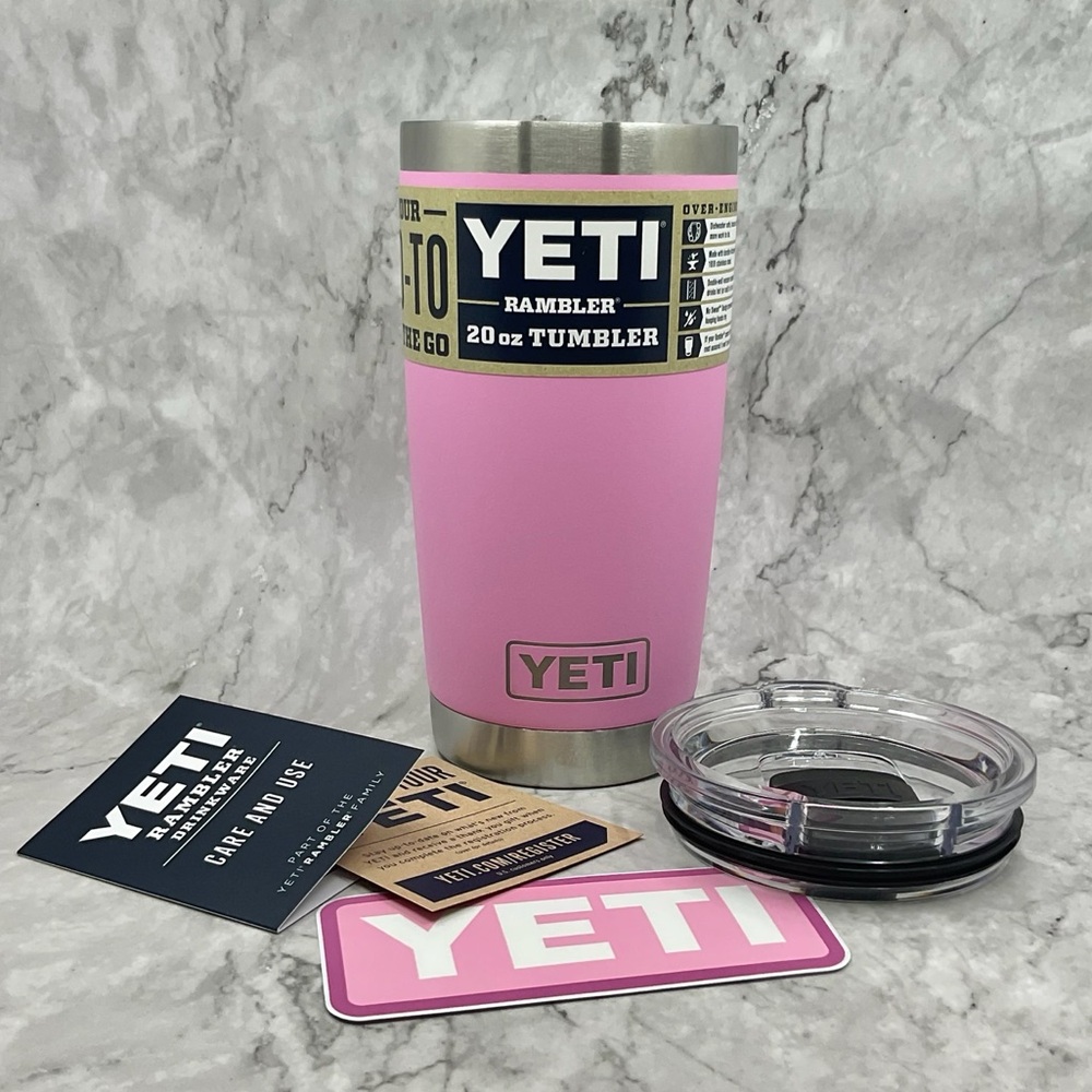 YETI RAMBLER TUMBLER 20oz WITH MAGSLIDER LID STAINLESS STEEL POWER PINK